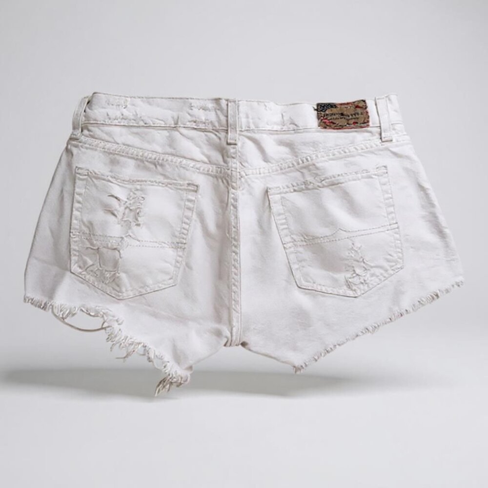 Denim & Supply Ralph Lauren White Cut Off Boyfriend Cut Distressed Jean Shorts